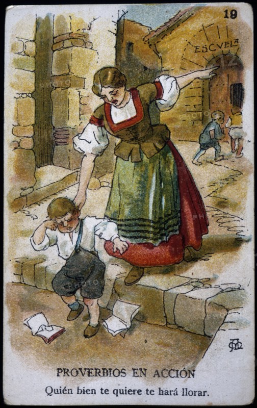Collection of stickers 'Proverbs in action 'number 19, 1904. Creator: Mestres, Apeles (1854 - 1936).