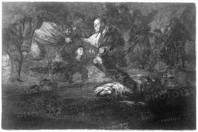 The proverbs or the Disparate, series of etchings...plate 18: 'Funeral disparate', 1864. Creator: Goya y Lucientes, Francisco de (1746 - 1828).