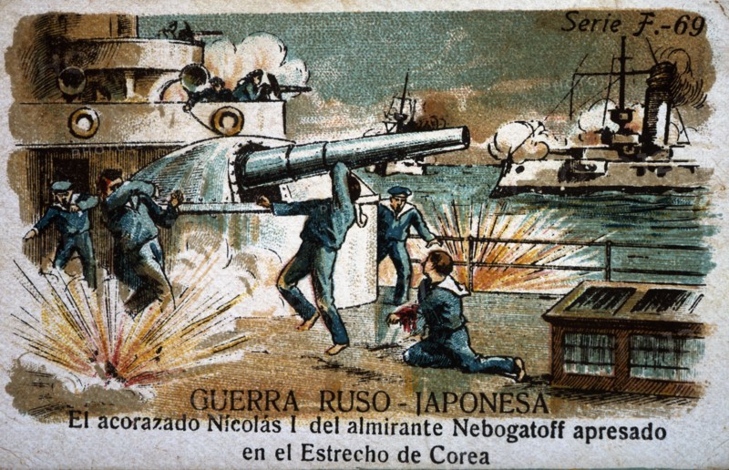 Russian-Japanese War (1904 - 1905): Naval battle in the Korean Strait in 1905.  Creator: Mestres, Apeles (1854 - 1936).