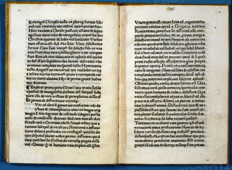 Pages of the work 'De laudibus iohannis apostoli et evangelistai' by Ambrose de Cora, 1475. Creator: Ambrosio di Cora.