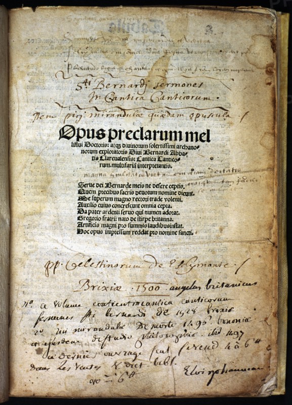 Cover of the work 'Opus praeclarum mel' by Bernardo Claraval Abad Listercieuse (1115 -1153), 1500. Creator: Claraval, Bernardo (1090-1153).