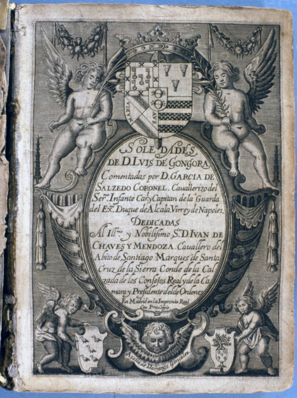 Cover of the work 'Soledades' (Solitudes) commented by Don Garcia de Salcedo, 1636. Creator: GONGORA, Luis de.