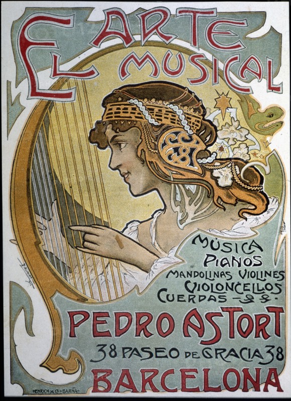 Announcement of the music trade 'El Arte Musical 'by Pedro Astort, 1901. Creator: Brunet i Forroll, Llorens (1873-1939).
