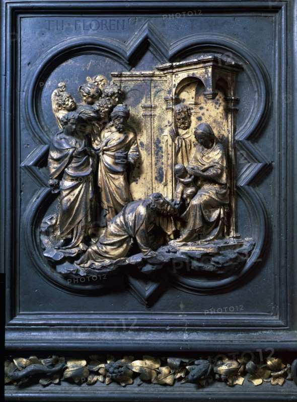 'Adoration of the Magi', north door of the Baptistery of Florence, 14th-15th century. Creator: Ghiberti, Lorenzo (1378 - 1455).