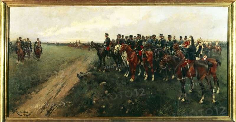 Parade in the Carabanchel maneuvering field before King Alfonso XIII, 1905. Creator: Cusachs i Cusachs, José. (1851-1908).