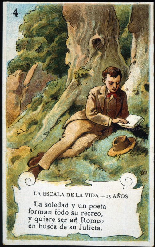 Picture card 'The scale of life'. Number 4, 1902, for the company 'Chocolates Amatller'. Creator: Mestres, Apeles. (1854-1936).