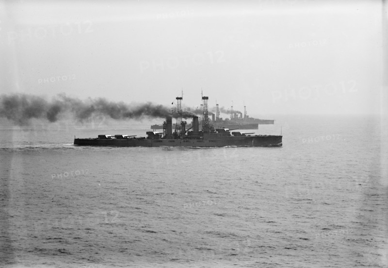 U.S.S. Delaware with U.S.S. Kansas And Arkansas, 1913. Creator: Harris & Ewing.