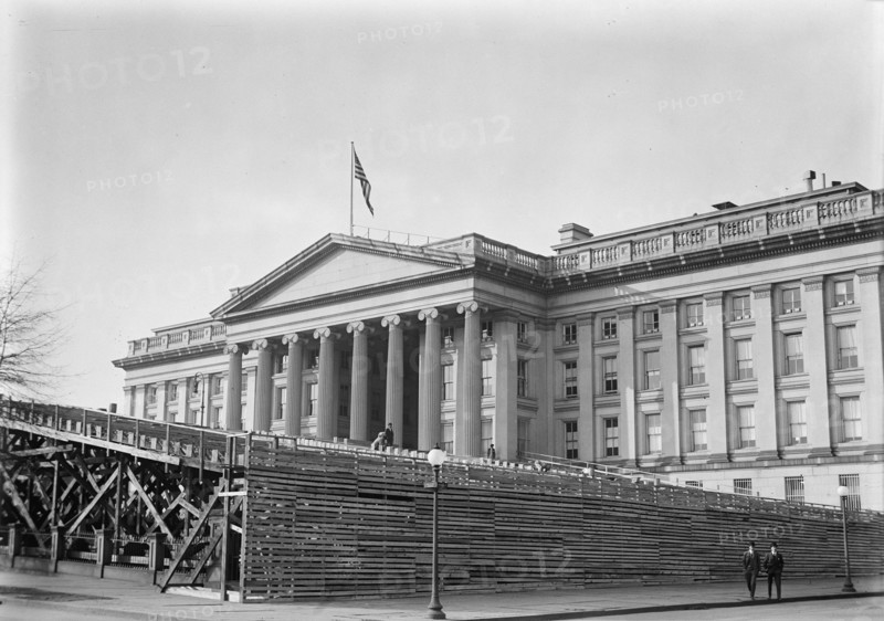 Inaugural Stands - Southeast Corner of Treasury, 1913. Creator: Harris & Ewing.