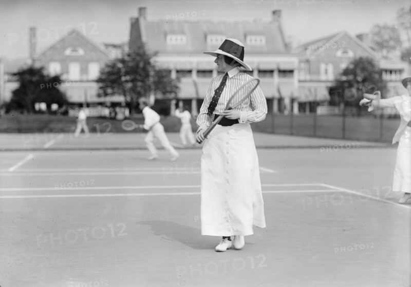 Miss Frances Lippett Playing in Tennis Tournament, 1913. Creator: Harris & Ewing.