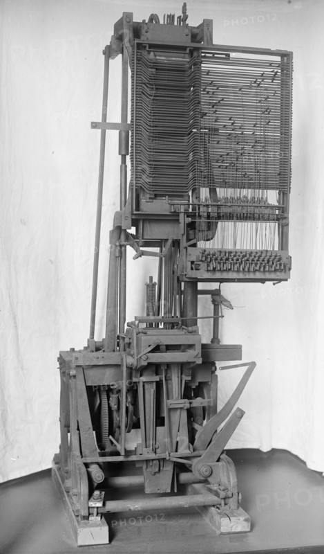 Mergenthaler, Ottmar, 2nd Linotype Machine with Band, Invented By Him; 3rd Design He..., 1917. Creator: Harris & Ewing.