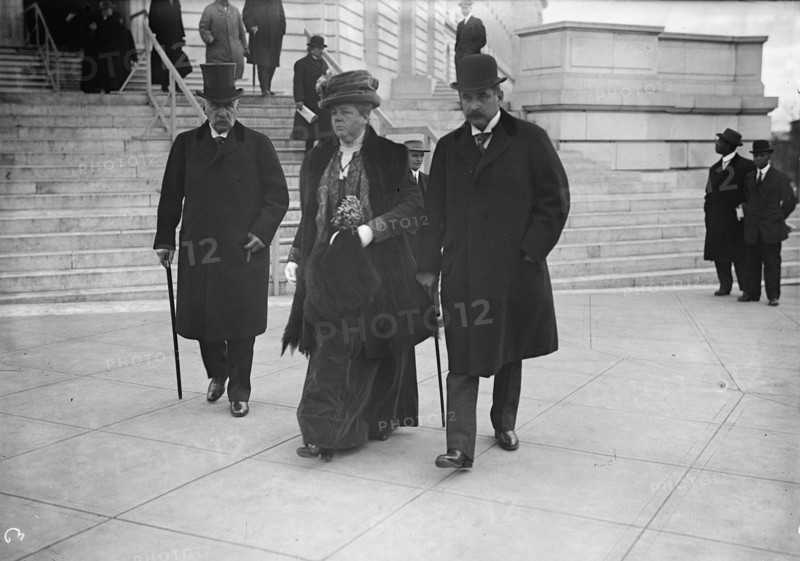 J. Pierpont Morgan Jr., right, with Father And Mrs. Herbert Satterlee, 1912. Creator: Harris & Ewing.