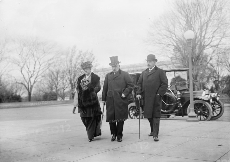 J. Pierpont Morgan Jr., right, with Father And Mrs. Herbert Satterlee, 1912. Creator: Harris & Ewing.