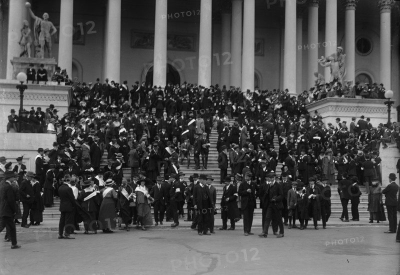 Pacifists On Capitol Steps, 1917. Creator: Harris & Ewing.