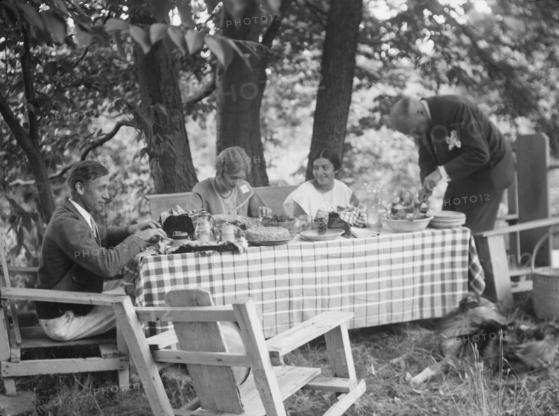 Nyland group, eating outdoors, 1932 Creator: Arnold Genthe.