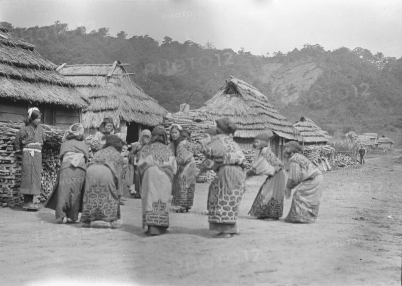Crane dance of the Ainu women, 1908. Creator: Arnold Genthe.