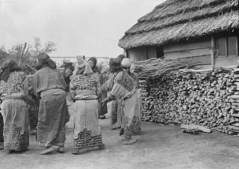 Crane dance of the Ainu women, 1908. Creator: Arnold Genthe.