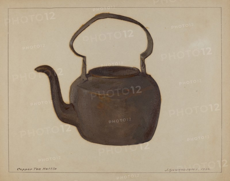 Copper Tea Kettle, c. 1936. Creator: J. Howard Iams.