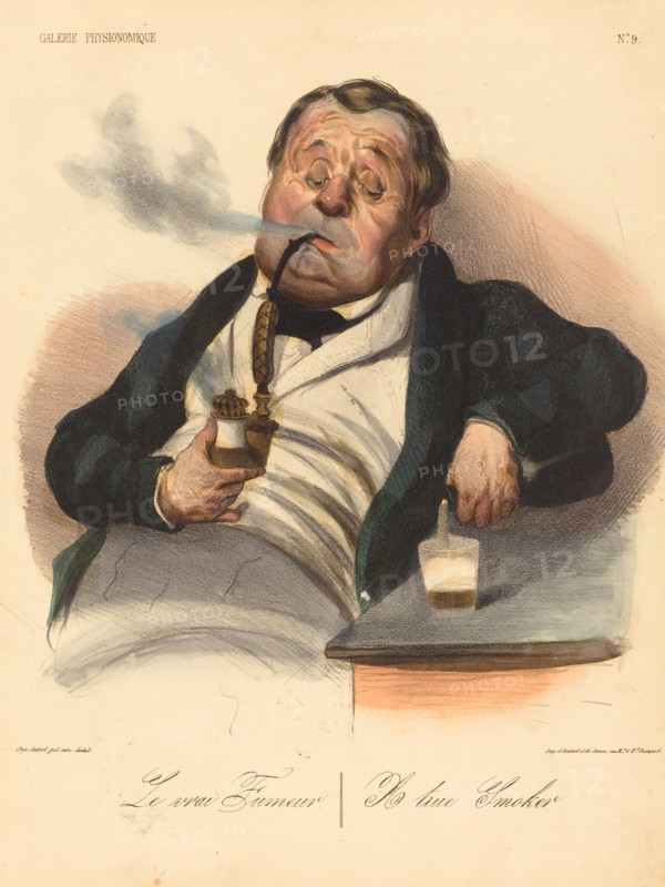 Le vrai Fumeur, 1836. Creator: Honore Daumier.