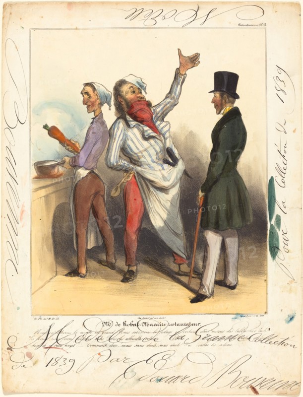 Mr. de Robert Macaire Restaurateur, 1836. Creators: Honore Daumier, Edouard Bouvenne.