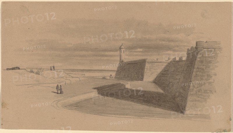 Moat at Fort Marion, Florida, c. 1874. Creator: James Wells Champney.
