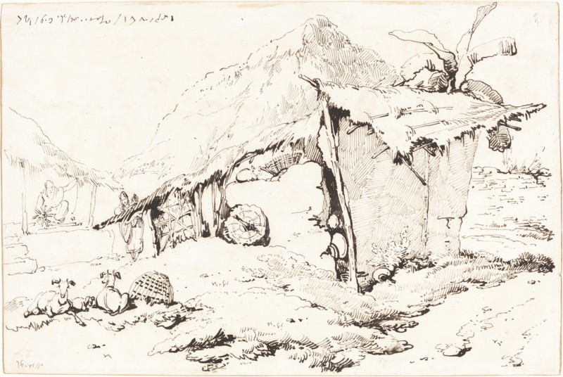 A Village Hut in India [recto], 1814/1824. Creator: George Chinnery.
