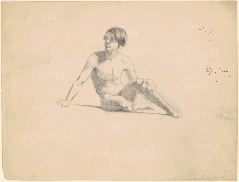 Seated Male Nude [recto], c. 1830-1835. Creator: James Goodwyn Clonney.