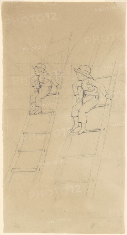 Studies of a Boy on a Ladder, c. 1840-1850. Creator: James Goodwyn Clonney.