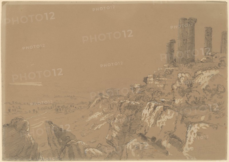 Temples of Juno, Lucina, and Concordia - Agrigentum, Sicily, 1842. Creator: Thomas Cole.