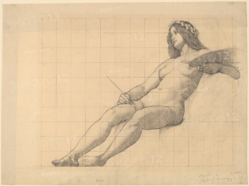 Reclining Female Nude Study for "Painting". Creator: Kenyon Cox.