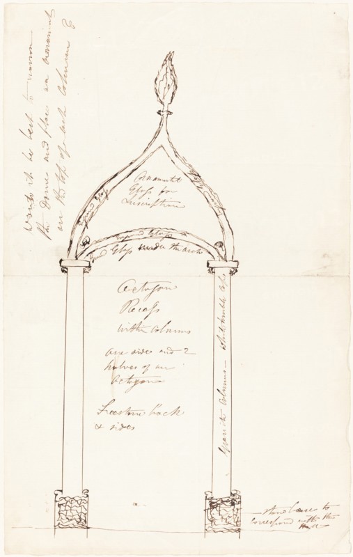 Sketch of Octagon Recess with Columns. Creator: George Cruikshank.