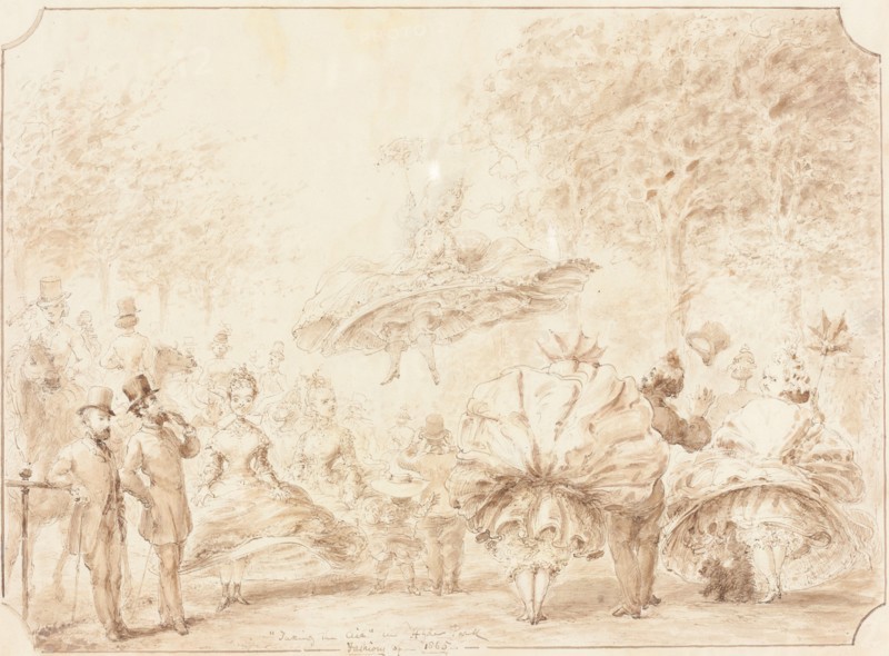 Taking the Air in Hyde Park [verso], 1865. Creator: George Cruikshank.