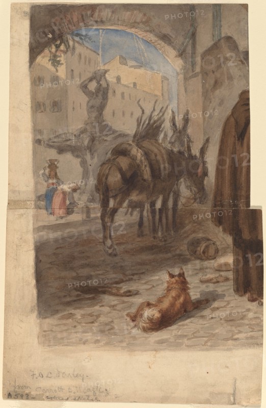 Bernini Fountain, Rome [recto], c. 1867. Creator: Felix Octavius Carr Darley.