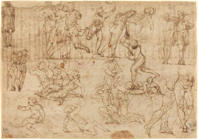 Figure Studies [recto], c. 1530/1540. Creator: Perino del Vaga.