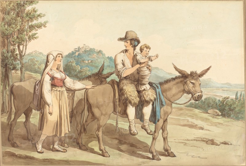 A Peasant Family and Two Donkeys. Creator: Bartolomeo Pinelli.