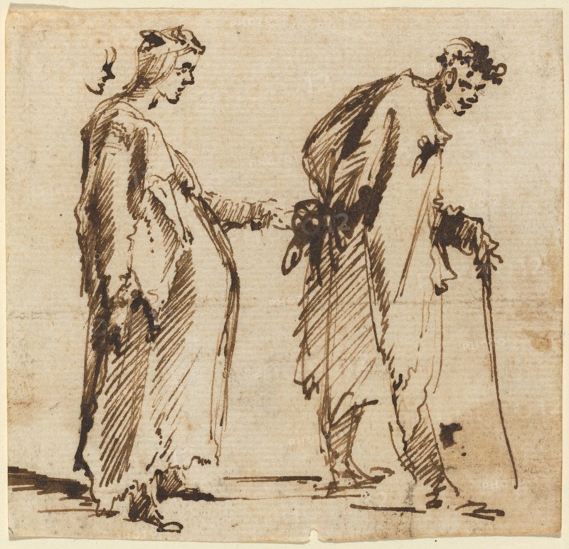 A Pregnant Young Woman and a Young Man with a Staff, 1750s. Creator: Giovanni Battista Piranesi.