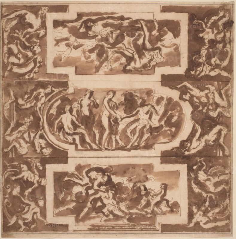 Modello for a Ceiling: Diana and the Dead Endymion, the Judgment of Paris, and..., Death of Adonis. Creator: Nicolas Poussin.