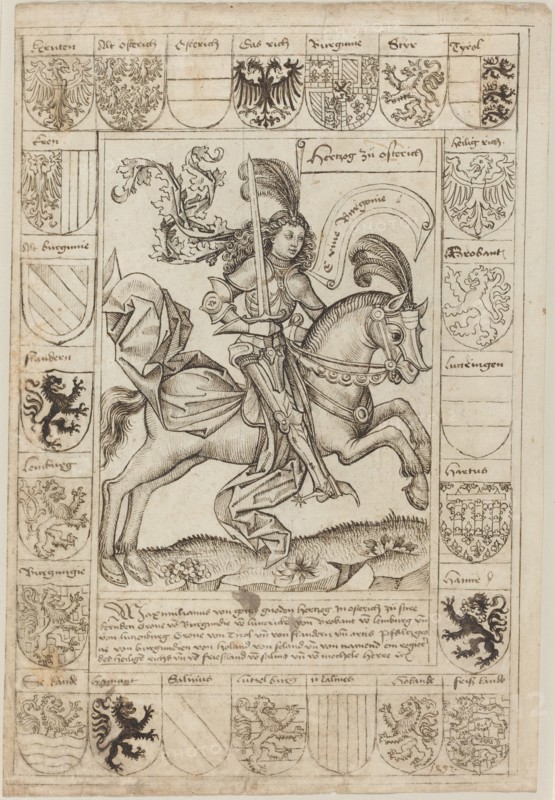 Maximilian, Duke of Austria, on Horseback, 1492. Creator: Master of the Strassburg Chronicle.