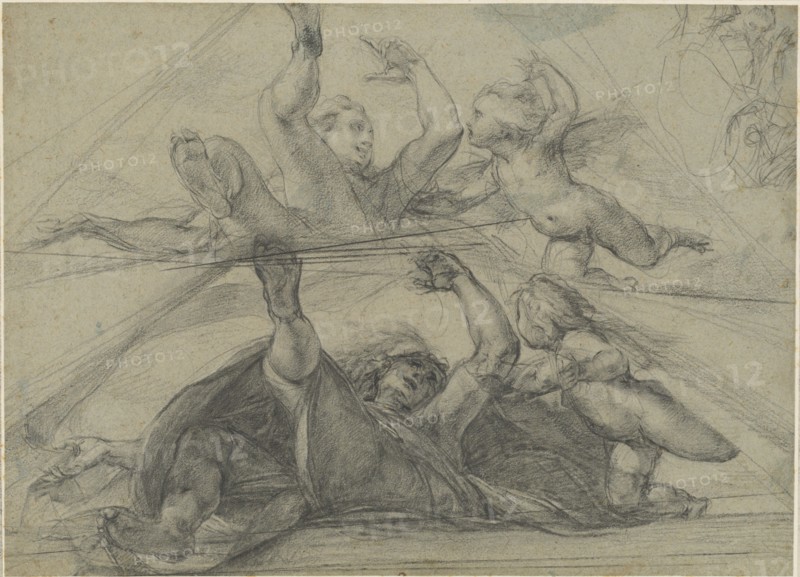 Ceiling Studies of a Prophet and a Putto Seen from Below, c. 1602. Creator: Giulio Cesare Procaccini.