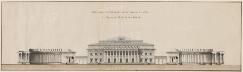 Geometrical Elevation of the Peace Plaza and Façade of the Opera House, c. 1800. Creator: Giacomo Antonio Domenico Quarenghi.