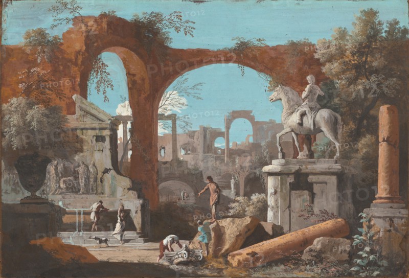 A Capriccio of Roman Ruins, 1727/1729. Creator: Marco Ricci.