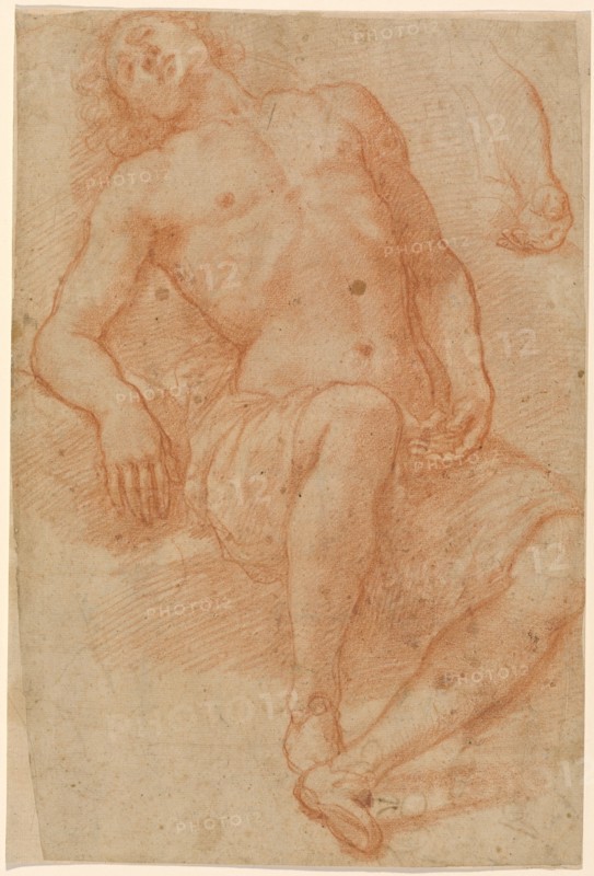 A Male Nude, Half Reclining, 1622/1624. Creator: Matteo Rosselli.