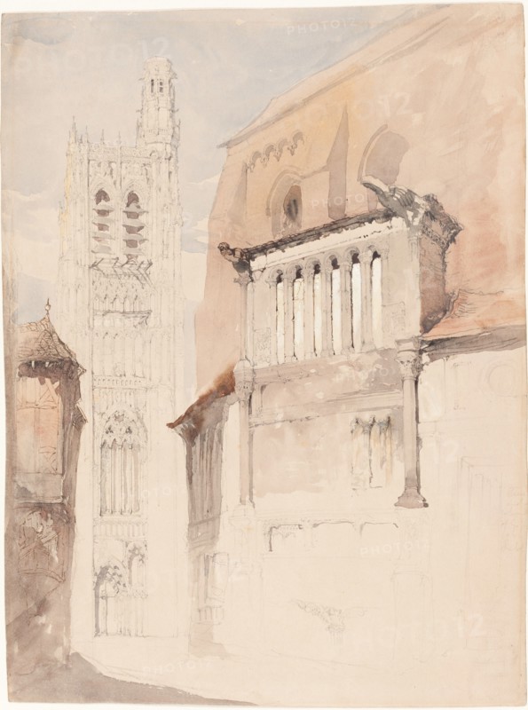 Tower of the Cathedral at Sens, c. 1845. Creator: John Ruskin.