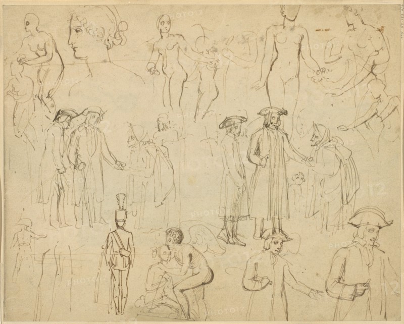 Roger de Coverley and the Gypsies [verso], c. 1803. Creator: Thomas Stothard.