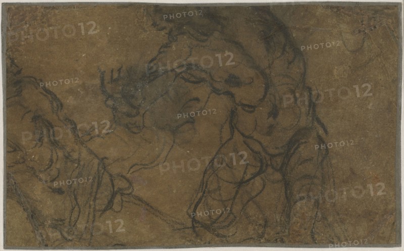 Two Male Figures in Motion (verso), 1598/1605. Creator: Domenico Tintoretto.