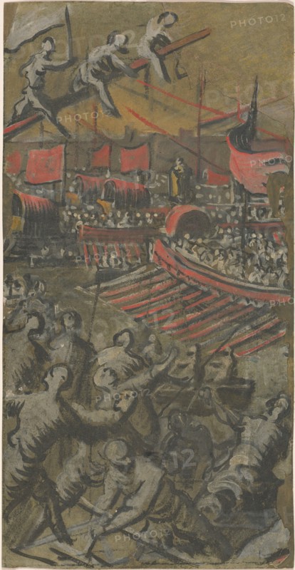 Venetian Ships Attacking Constantinople, 1598/1605. Creator: Domenico Tintoretto.