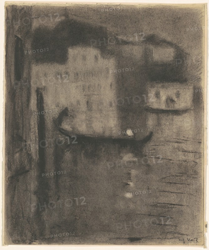 Gondola, Evening in Venice, c. 1900-1920. Creator: Eugene Laurent Vail.