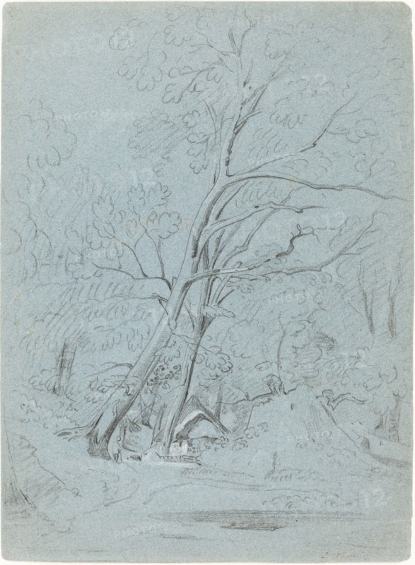 A Cottage on a Lane, probably 1800/1810. Creator: John Varley I.