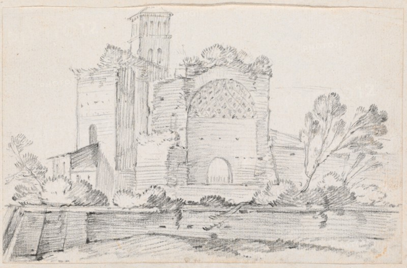 Ruins of the Temple of Venus and Rome in the Forum, 1744/1750. Creator: Joseph-Marie Vien the Elder.