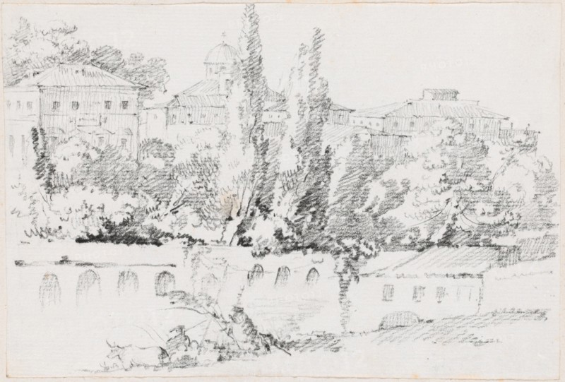Walls of Rome with Santa Maria del Popolo in the Distance, 1744/1750. Creator: Joseph-Marie Vien the Elder.