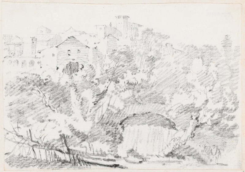 A Waterfall near a Hilltown in Italy, 1744/1750. Creator: Joseph-Marie Vien the Elder.